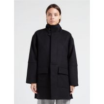 Bellepiece - Rechte jas van wol en kasjmier met opstaande kraag - S Maat - Zwart