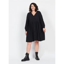 Evoked - Zwarte jurk met v-hals - 54 Maat - Zwart