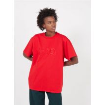 Mm6 Maison Margiela - Camiseta de cuello redondo de algodón con cuello redondo y bordados - Talla XS - Rojo