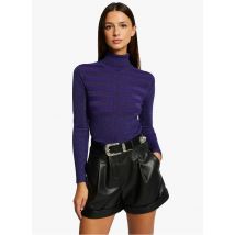 Morgan - Pull col montant en maille - Taille XS - Violet