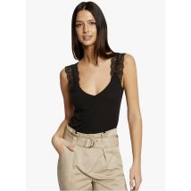 Morgan - Kanten singlet met v-hals - S Maat - Zwart