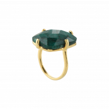 Une A Une - Rechthoekige ring van verguld messing - 54 Maat - Groen