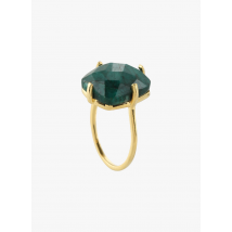 Une A Une - Rechteckiger ring aus vergoldetem messing - Größe 56 - Grün