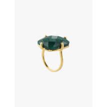 Une A Une - Rechteckiger ring aus vergoldetem messing - Größe 50 - Grün