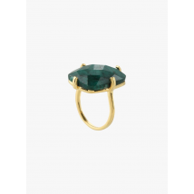 Une A Une - Bague rectangle en laiton doré - Taille 54 - Vert
