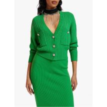 Essentiel Antwerp - Gerippter cardigan aus wollmix mit v-ausschnitt - Größe M - Grün