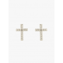 Une A Une - Pendientes pequeños cruz - Talla única - Blanco