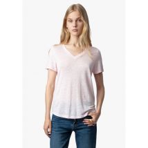 Zadig&voltaire - Camiseta de lino con cuello de pico - Talla XS - Rosa