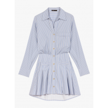 Maje - Robe chemise col classique à rayures en coton mélangé - Taille 34 - Bleu