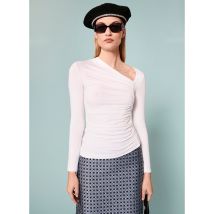 Tara Jarmon - Tee-shirt col rond asymétrique - Größe 1 - Weiß
