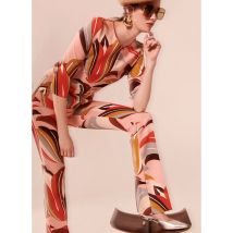 Tara Jarmon - Top col rond imprimé graphique - 42 Maat - Bruin