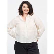 Alme - Katoenen top met klassieke kraag - 44-46 Maat - Wit