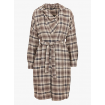 Cotelac - Halflange jurk met overhemdkraagje katoen/wolblend - 3 Maat - Bruin