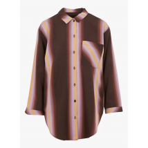 Cotelac - Gestreepte blouse met klassieke kraag - 1 Maat - Bruin