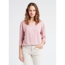 Sud Express - Tee-shirt Col V manches 3/4 en lin - Taille M - Rose