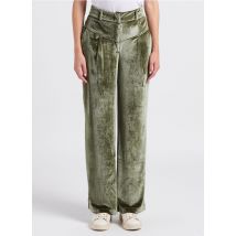 Stella Pardo - Wijde broek van velours met hoge taille - L Maat - Groen