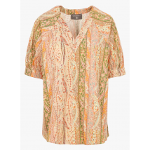 Cotelac - Katoenen blouse met v-hals - 1 Maat - Oranje