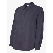 Mamalicious - Rechte - katoenen blouse met textuur - S Maat - Blauw