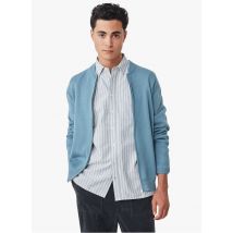 Harris Wilson - Gerade geschnittene strickjacke mit college-kragen aus baumwollmix - Größe L - Blau