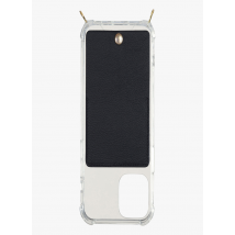 Louvini Paris - Funda para iphone de piel con bolsillo - Talla iPhone 12/12 Pro - Negro