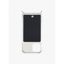 Louvini Paris - Etui pour iphone avec pochette en cuir - Taille iPhone 12/12 Pro - Noir