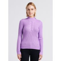 Liu Jo - Gebreide trui met opstaande kraag materiaalblend - XS Maat - Paars