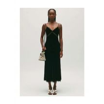 Claudie Pierlot - Halflange rechte jurk van velours met v-hals - 38 Maat - Zwart