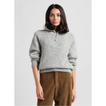 Ekyog - Trui met opstaande kraag en rits wolblend met alpaca - XS Maat - Grijs