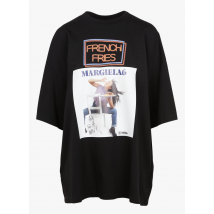 Mm6 Maison Margiela - Oversized katoenen t-shirt met ronde hals en zeefdruk - S Maat - Zwart