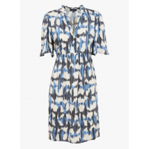 Caroll - Robe midi Col V imprimée - Taille XS - Bleu