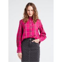 Marc O'polo - Geruite blouse van biokatoen met ronde hals - 40 Maat - Prune