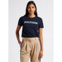 Tommy Hilfiger - Katoenen t-shirt met ronde hals - L Maat - Blauw
