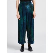 Momoni - Pantalón ancho de canalé de algodón - Talla 42 - Verde