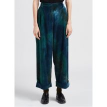 Momoni - Wijde - katoenen broek met ribtextuur - 38 Maat - Groen