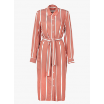 La Petite Francaise - Halflange - gestreepte jurk met klassieke kraag en ceintuur - 40 Maat - Roze