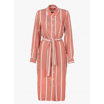 La Petite Francaise - Robe midi col classique ceinturée à rayures - Taille 38 - Rose