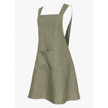 Harmony Haomy - Schort van stonewashed linnen - Een Maat - Kakigroen