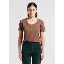Leon & Harper - T-shirt van biokatoen met ronde hals - S Maat - Bruin