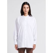 Theory - Ruimvallende - katoenen blouse met maokraag - XS/S Maat - Wit