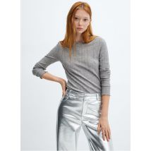 Mango - T-shirt met ronde hals en lange mouw - XL Maat - Grijs
