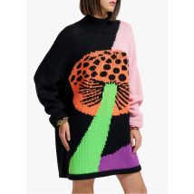 Essentiel Antwerp - Vestido midi estampado de cuello alto en mezcla de lana - Talla XS - Multicolor