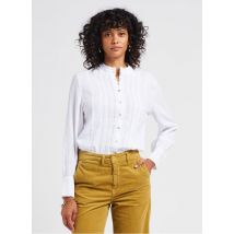 Bella Jones - Katoenen blouse met opengewerkt borduurwerk en maokraag - 2 Maat - Wit