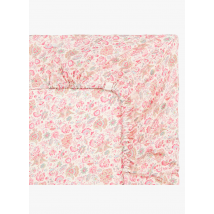 Louise Misha - Hoeslaken van biokatoen met bloemenprint - 160x200 cm Maat - Beige