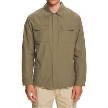Esprit - Camisa de mezcla de algodón con cuello clásico - Talla S - Caqui