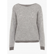 Caroll - Rechte - gebreide trui met boothals - S Maat - Grijs