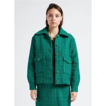 Suncoo - Chaqueta de tweed con cuello clásico - Talla 3 - Verde