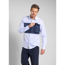 New Man - Katoenen blouse met klassieke kraag - XL Maat - Blauw