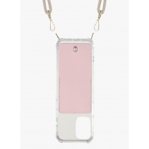 Louvini Paris - Etui pour iphone avec pochette en cuir - Taille iPhone 12 Pro Max - Rose