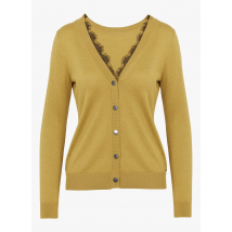 Ikks - Cárdigan recto de punto con cuello de pico - Talla M - Verde