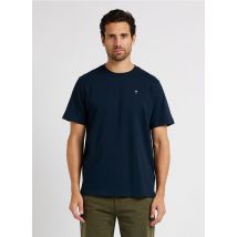 Knowledge Cotton Apparel - Camiseta recta de algodón orgánico con cuello redondo - Talla M - Azul